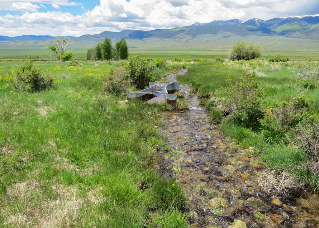 irrigation ditch in a valley field